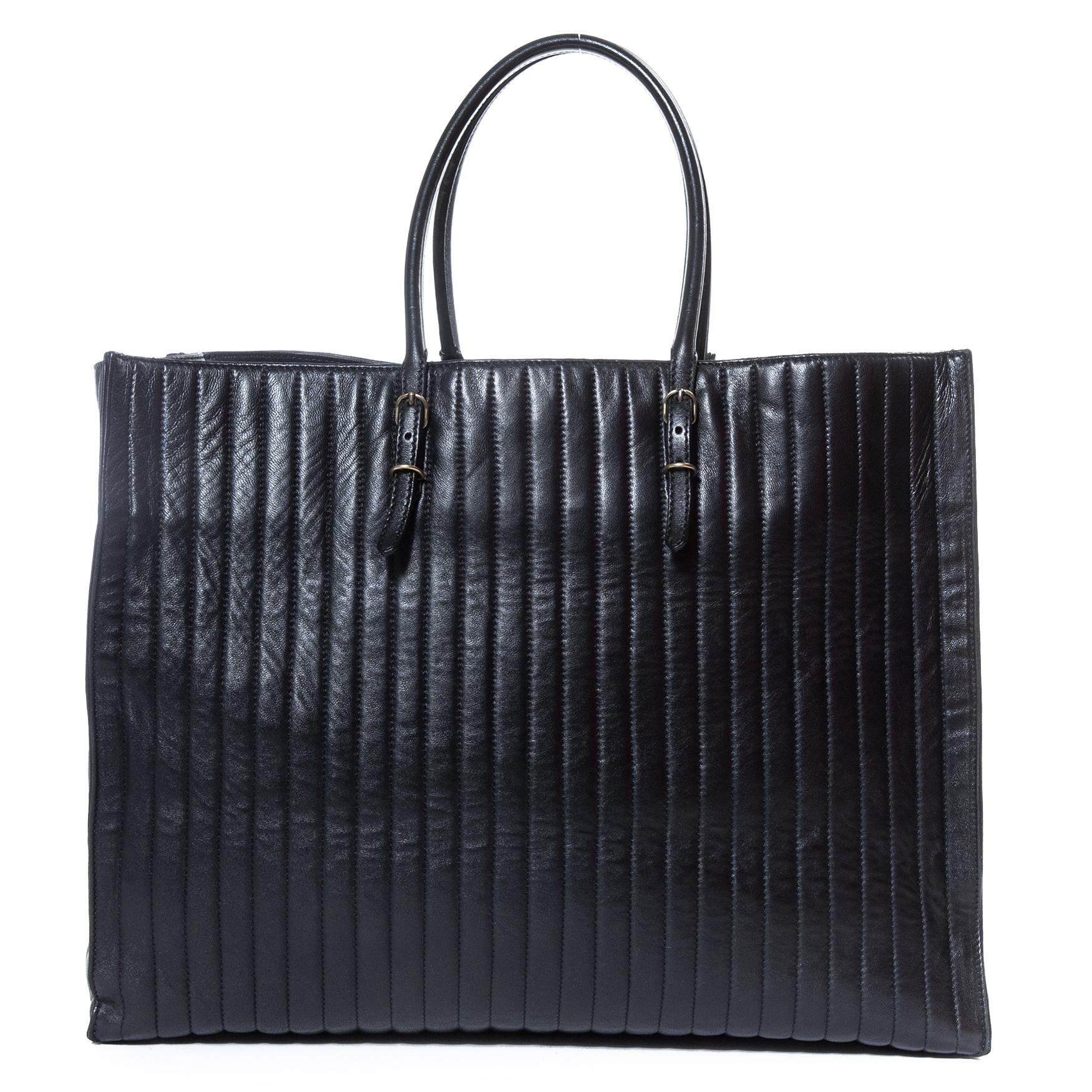 Women's or Men's Balenciaga Vertical Quilted Black Papier A4 Tote  For Sale