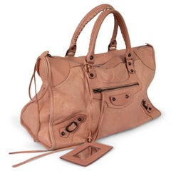 BALENCIAGA Vieux Rose pink distressed leather MOTORCYCLE WORK Bag