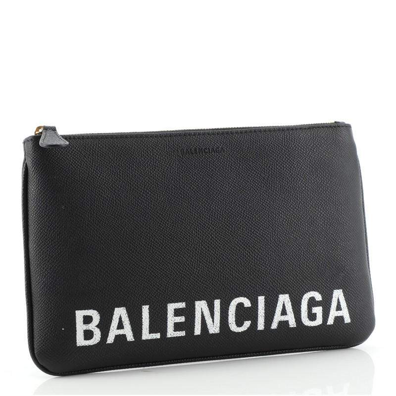 Black Balenciaga Ville Pouch Leather Medium