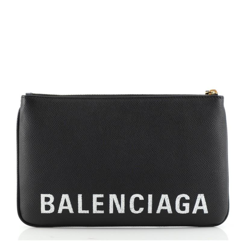 Balenciaga Ville Pouch Leather Medium In Good Condition In NY, NY