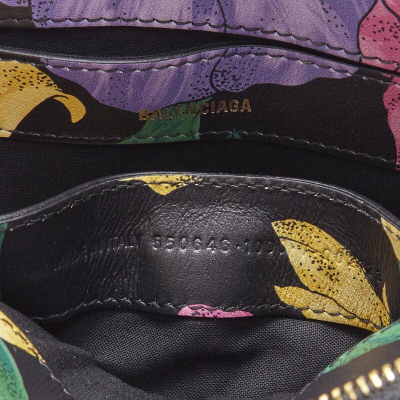 BALENCIAGA Ville XXS black floral logo print top handle crossbody bag For Sale 5