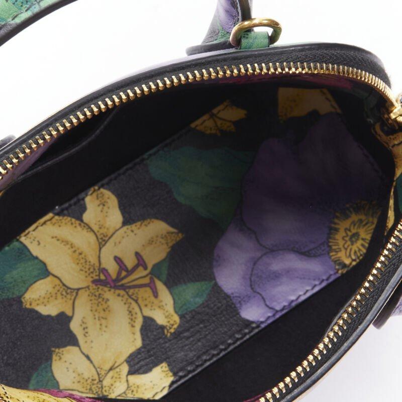 BALENCIAGA Ville XXS black floral logo print top handle crossbody bag For Sale 7