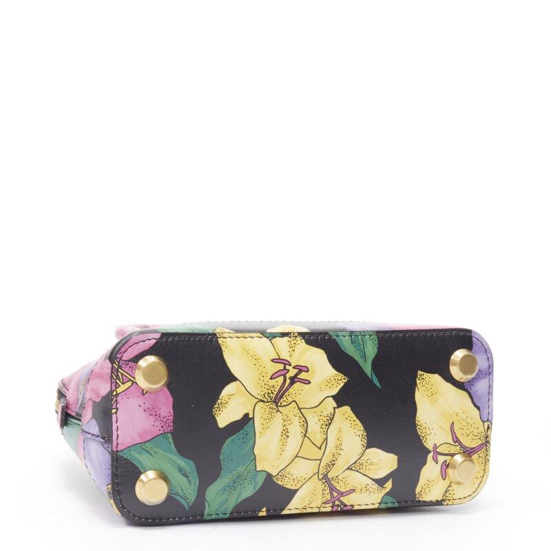 BALENCIAGA Ville XXS black floral logo print top handle crossbody bag For Sale 1
