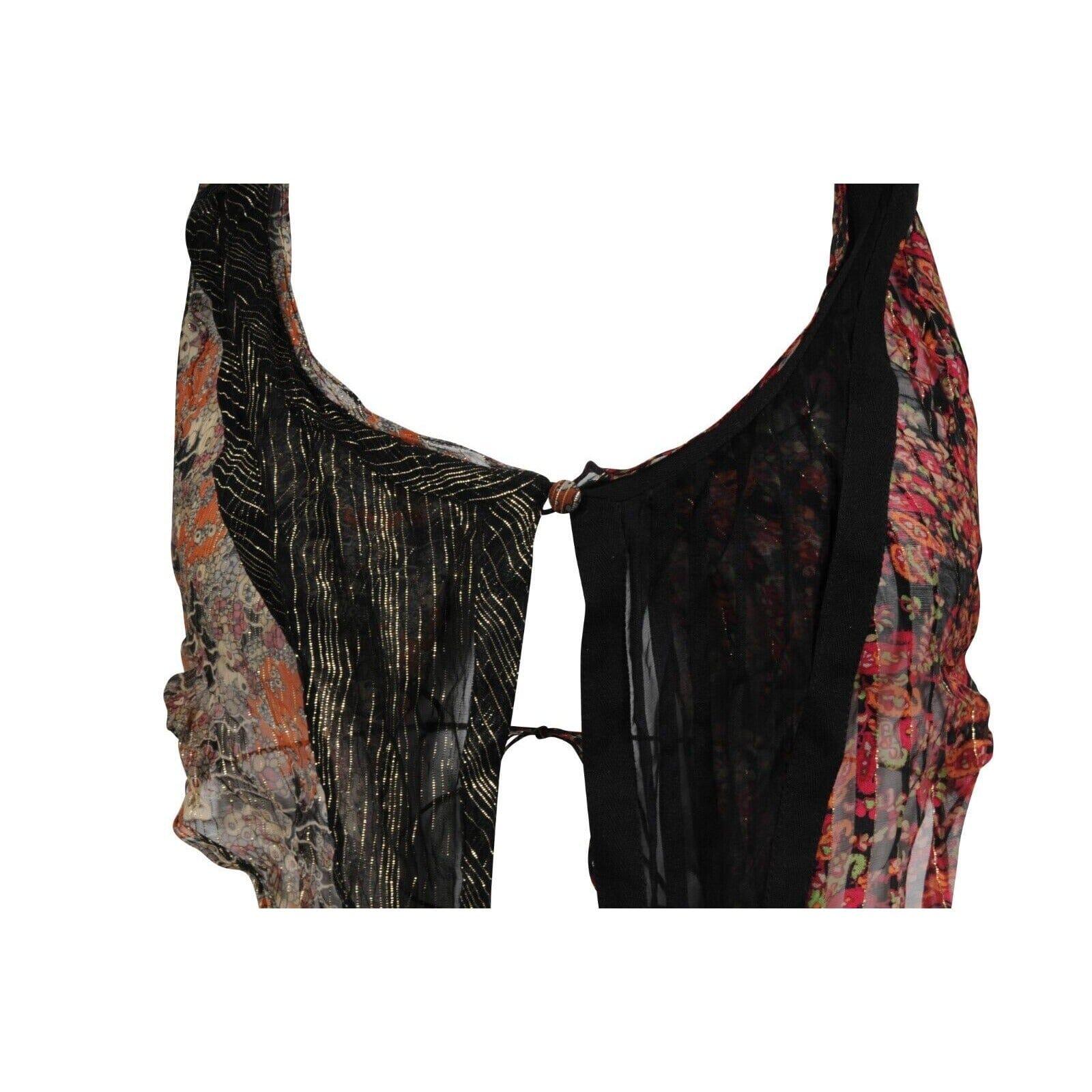 Gray Balenciaga Vintage 2002 Runway Top 38 Black Red Gold Floral Silk Nicolas For Sale