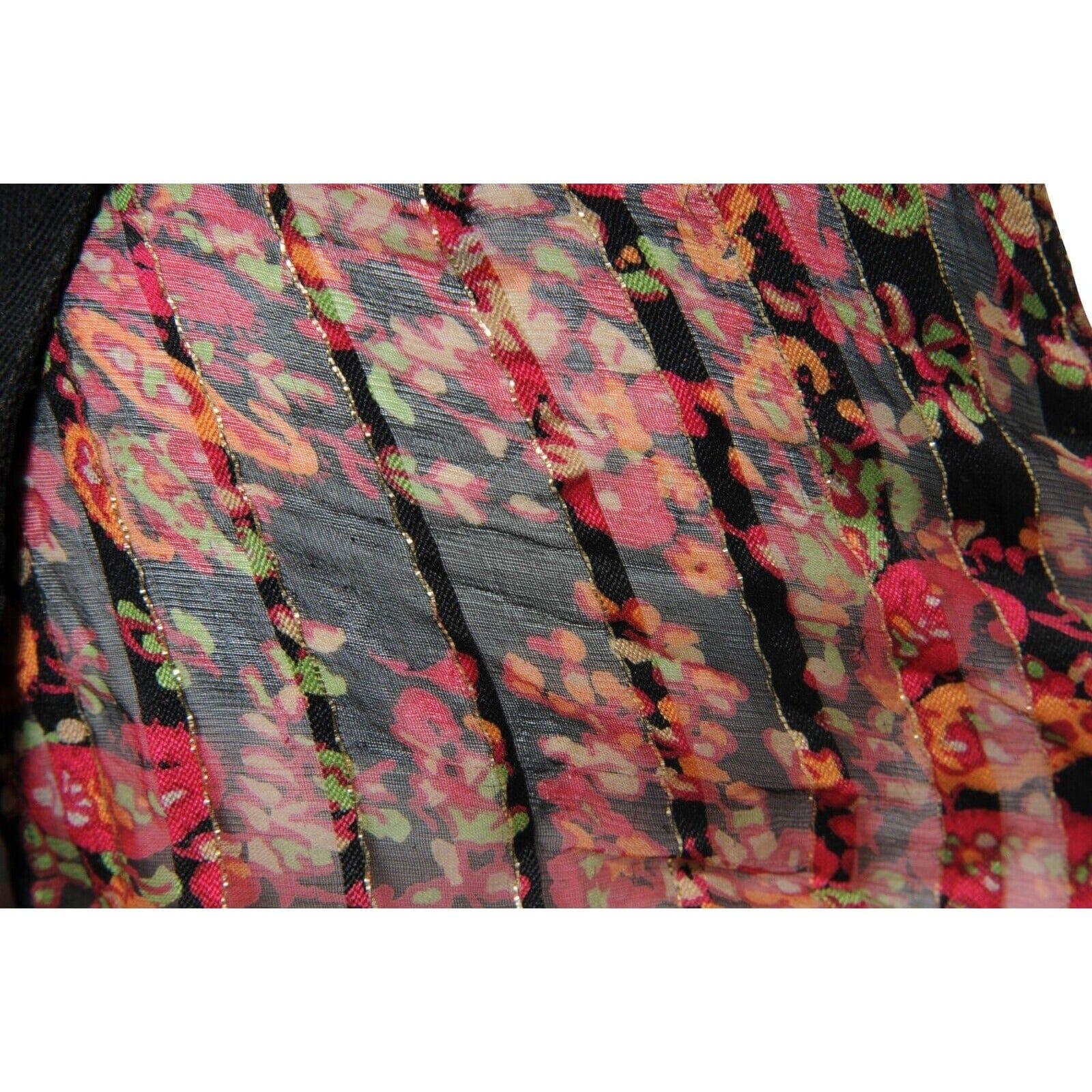 Balenciaga Vintage 2002 Runway Top 38 Black Red Gold Floral Silk Nicolas In Good Condition For Sale In North Miami, FL