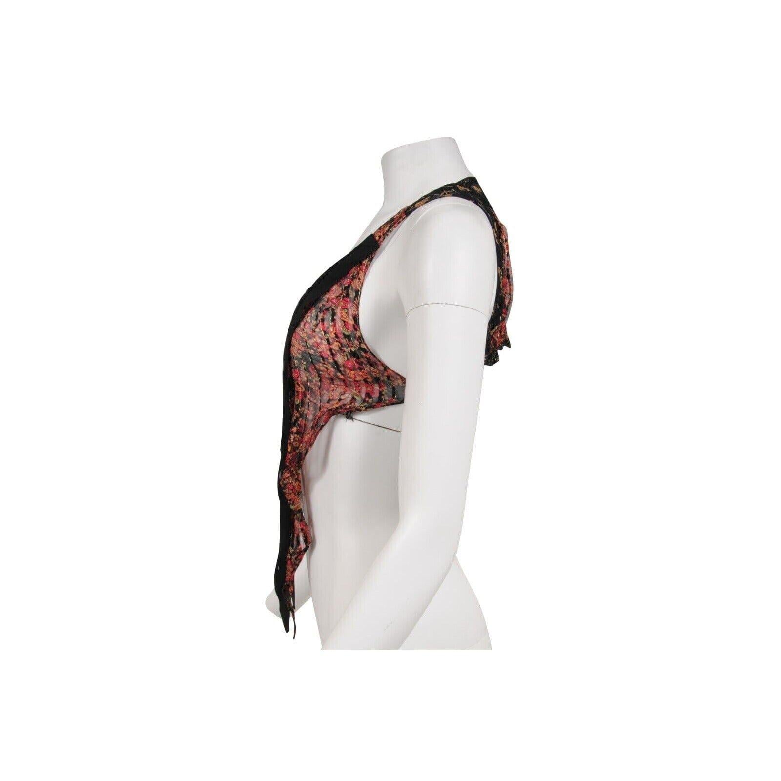 Balenciaga Vintage 2002 Runway Top 38 Black Red Gold Floral Silk Nicolas For Sale 1