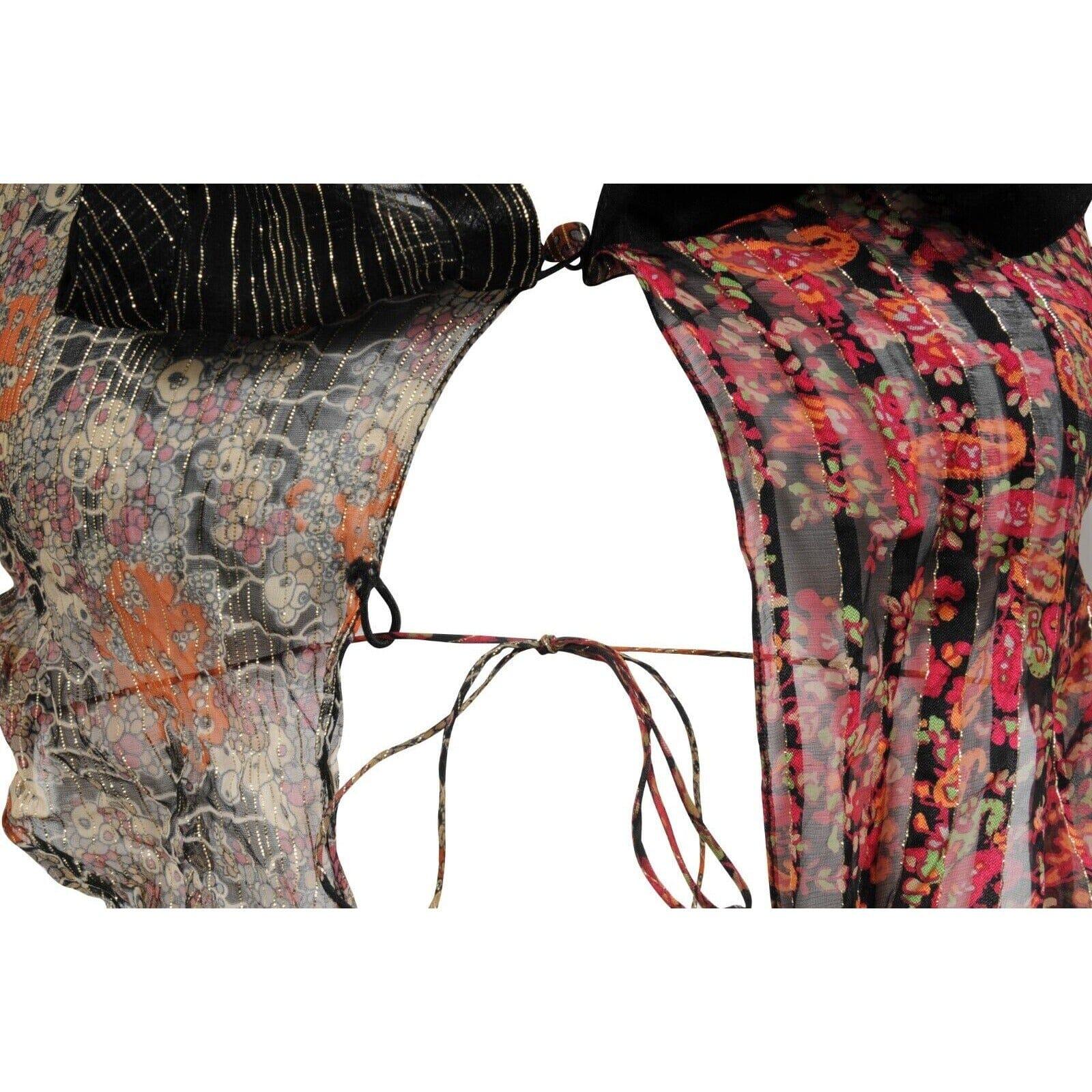 Balenciaga Vintage 2002 Runway Top 38 Black Red Gold Floral Silk Nicolas For Sale 3
