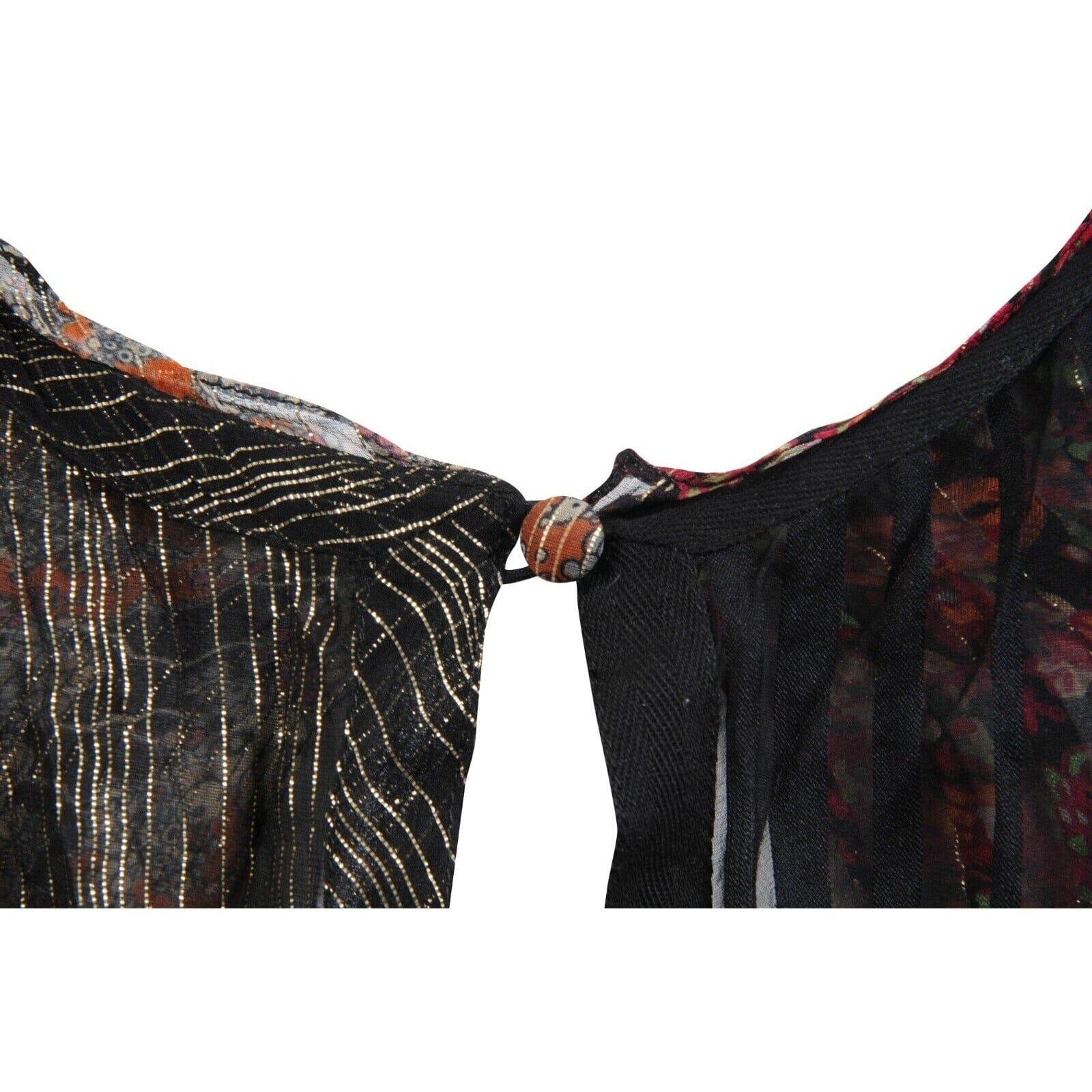 Balenciaga Vintage 2002 Runway Top 38 Black Red Gold Floral Silk Nicolas For Sale 4