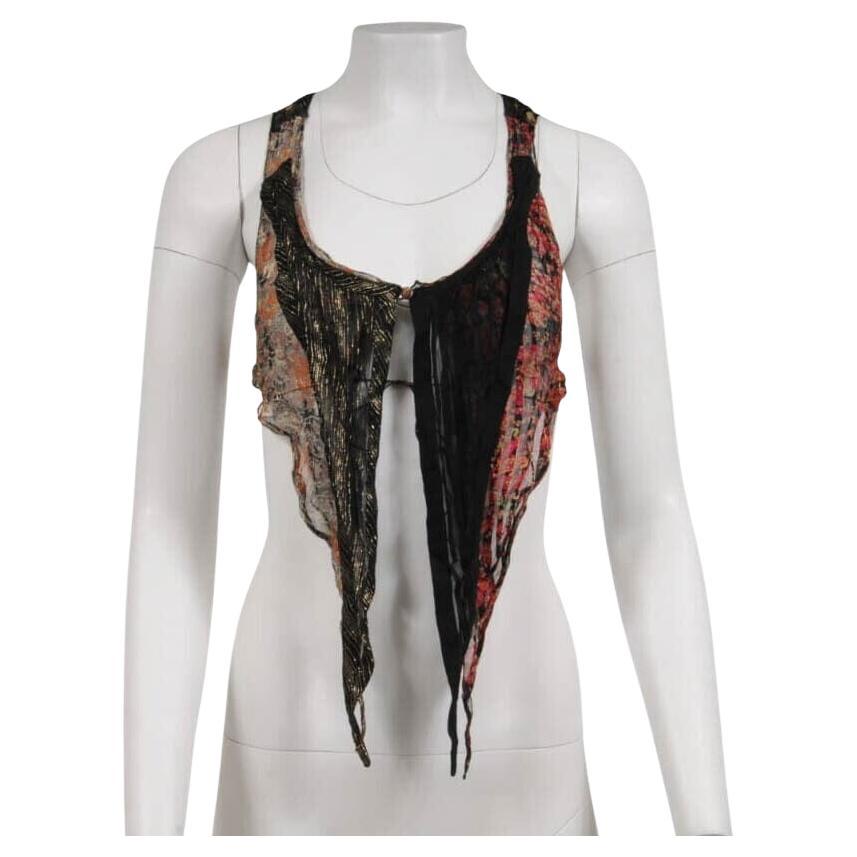 Balenciaga Vintage 2002 Runway Top 38 Black Red Gold Floral Silk Nicolas