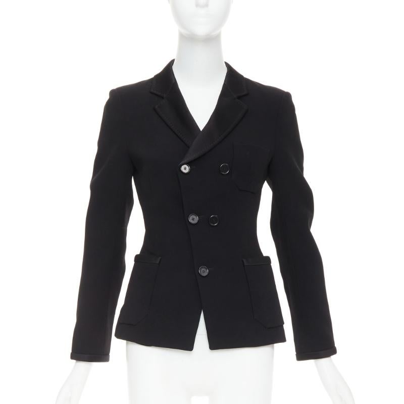 BALENCIAGA Vintage 2010 black satin trim fitted blazer jacket FR36 S