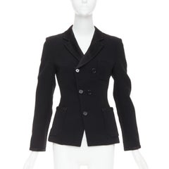 BALENCIAGA Vintage 2010 black satin trim fitted blazer jacket FR36 S