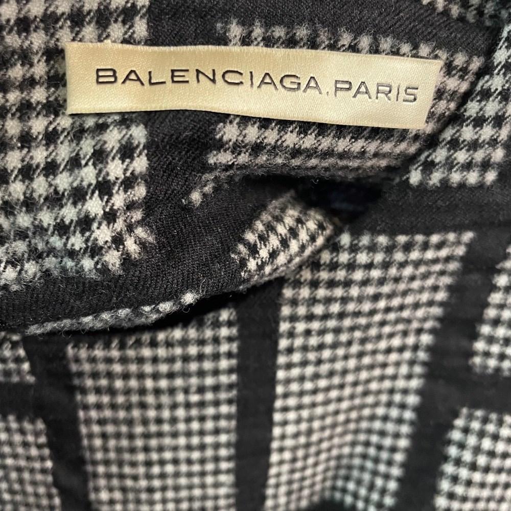 Balenciaga Vintage black and white checked wool midi 90s sleeveless midi dress 2