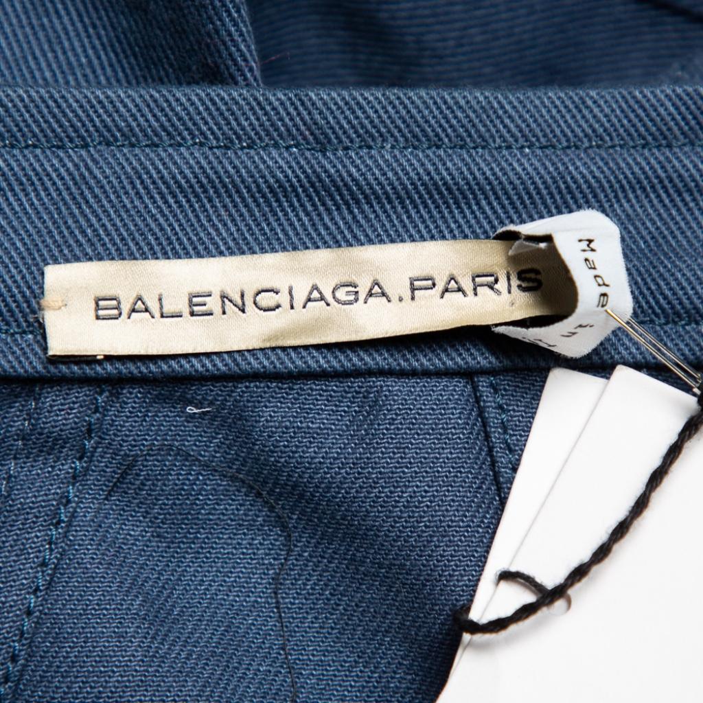Black Balenciaga Vintage Blue Cotton Canvas Button Front Jacket M