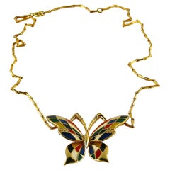 Balenciaga Vintage Enameled Butterfly Necklace