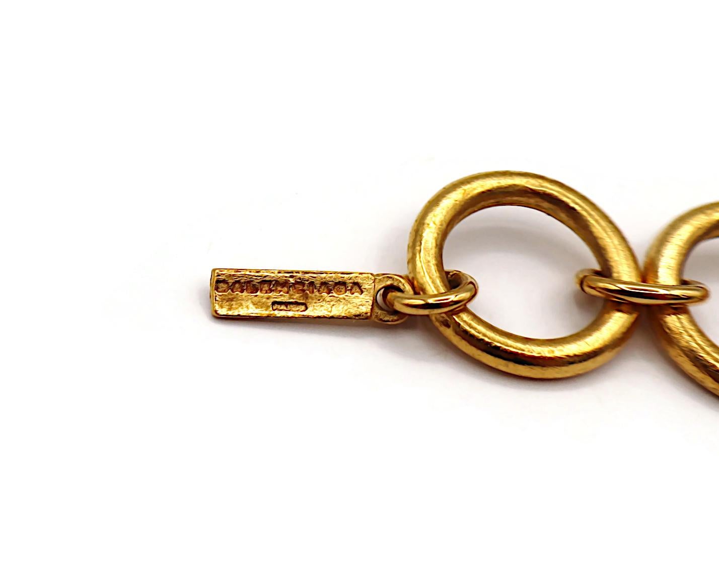 BALENCIAGA Vintage Gold Tone and Resin African Tribal Motif Pendant Necklace For Sale 14