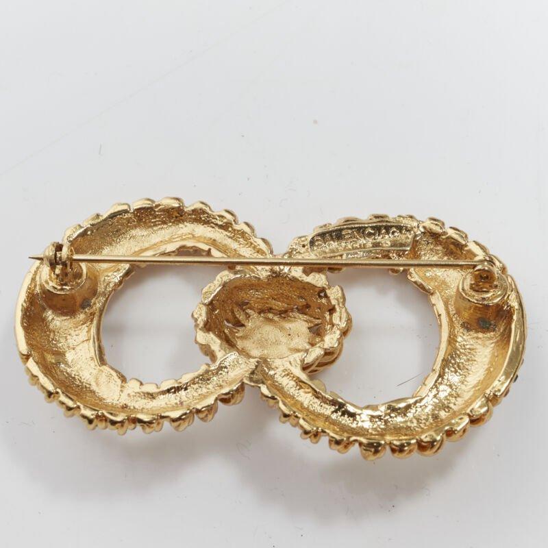 Women's BALENCIAGA Vintage gold-tone crystal embellished interlinked pin brooch