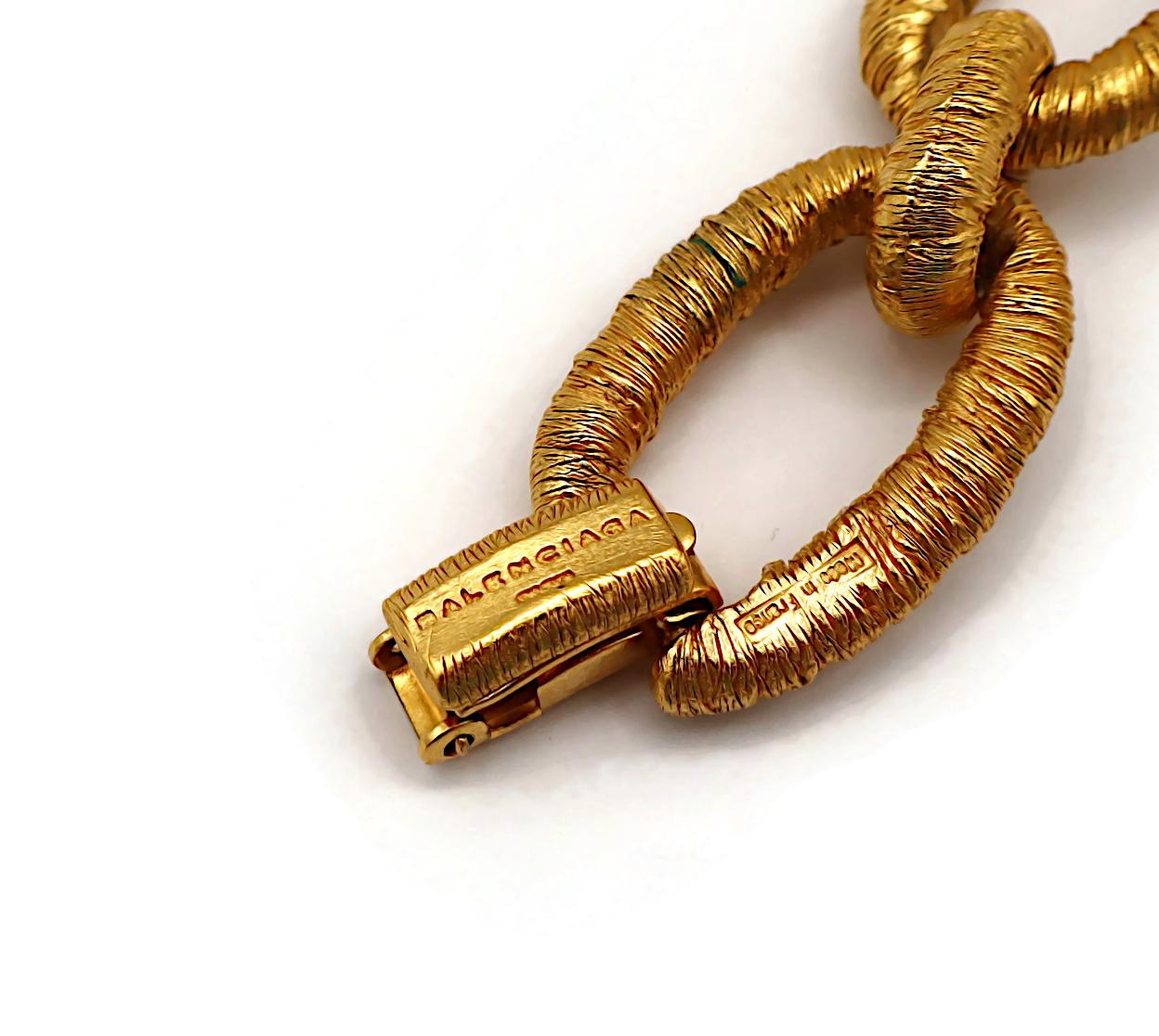 BALENCIAGA Vintage Gold Tone Textured Link Necklace in vendita 7