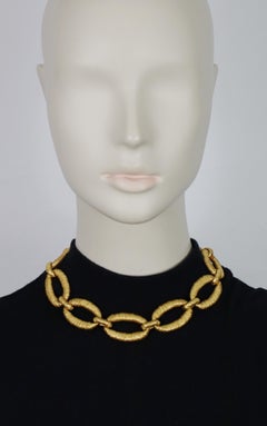 BALENCIAGA Vintage Gold Tone Textured Link Necklace