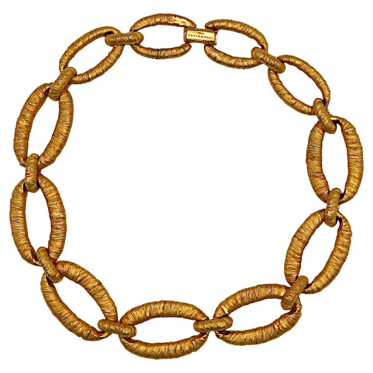 BALENCIAGA Vintage Gold Tone Textured Link Necklace