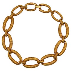 BALENCIAGA Vintage Gold Tone Textured Link Necklace