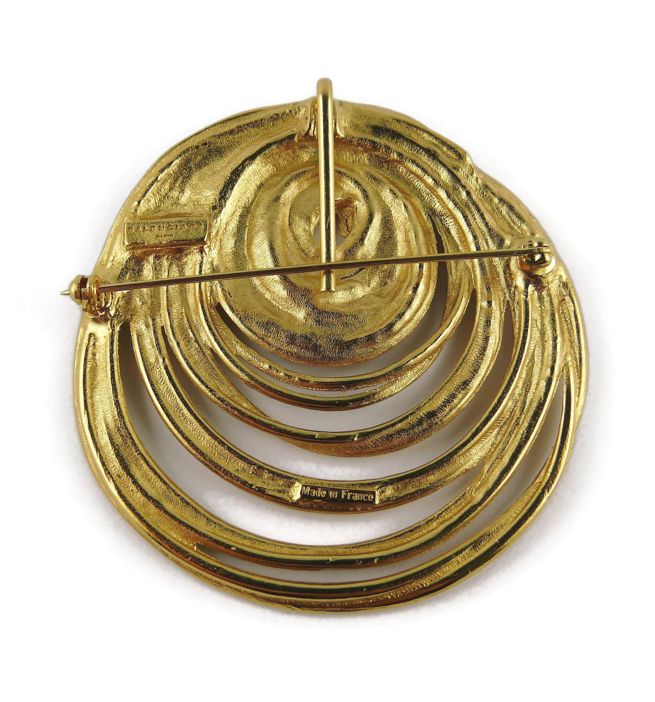 Balenciaga Vintage Massive Gold Toned Spiral Brooch Pendant 1