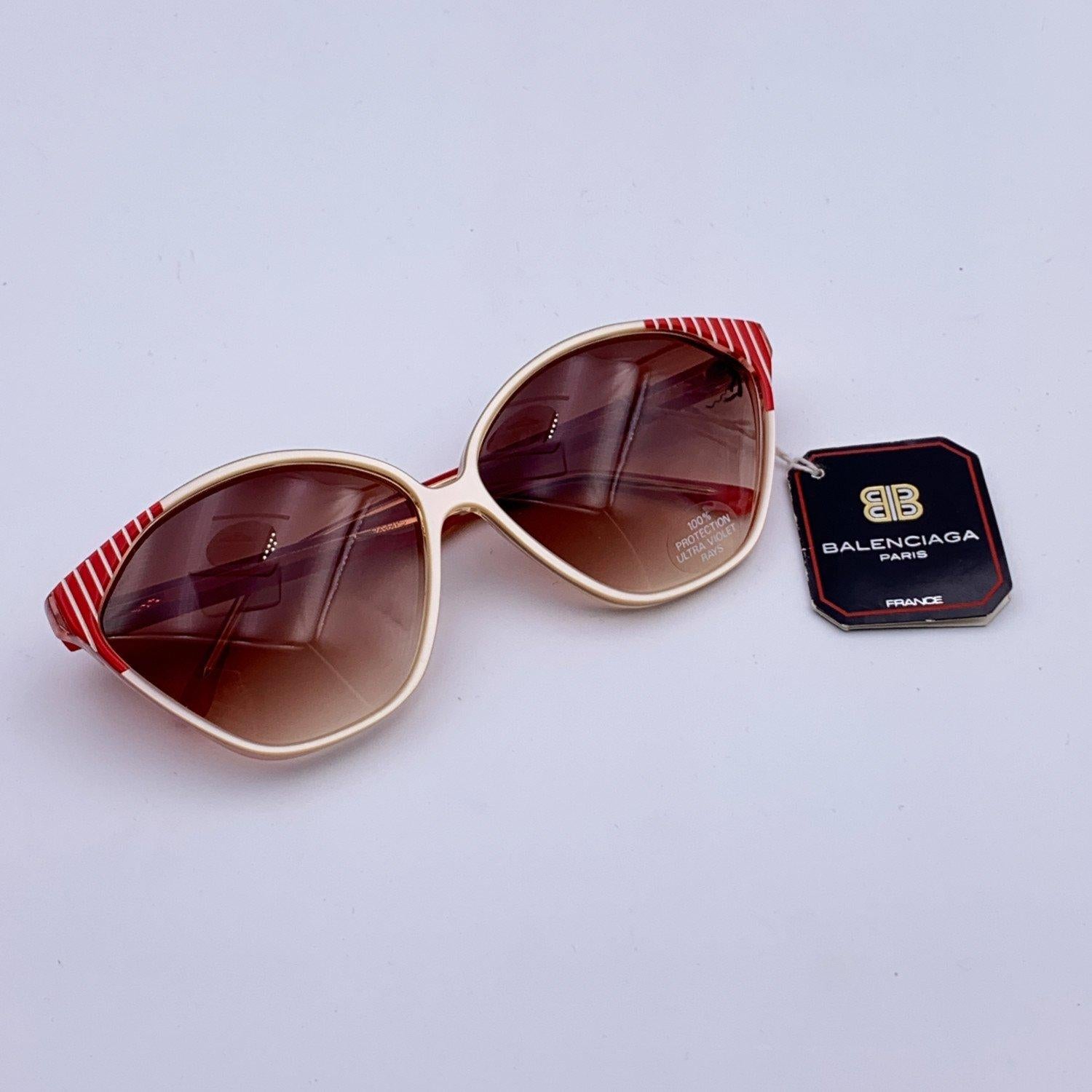 Women's Balenciaga Vintage Mint Red White Sunglasses 2403 65/17 130mm