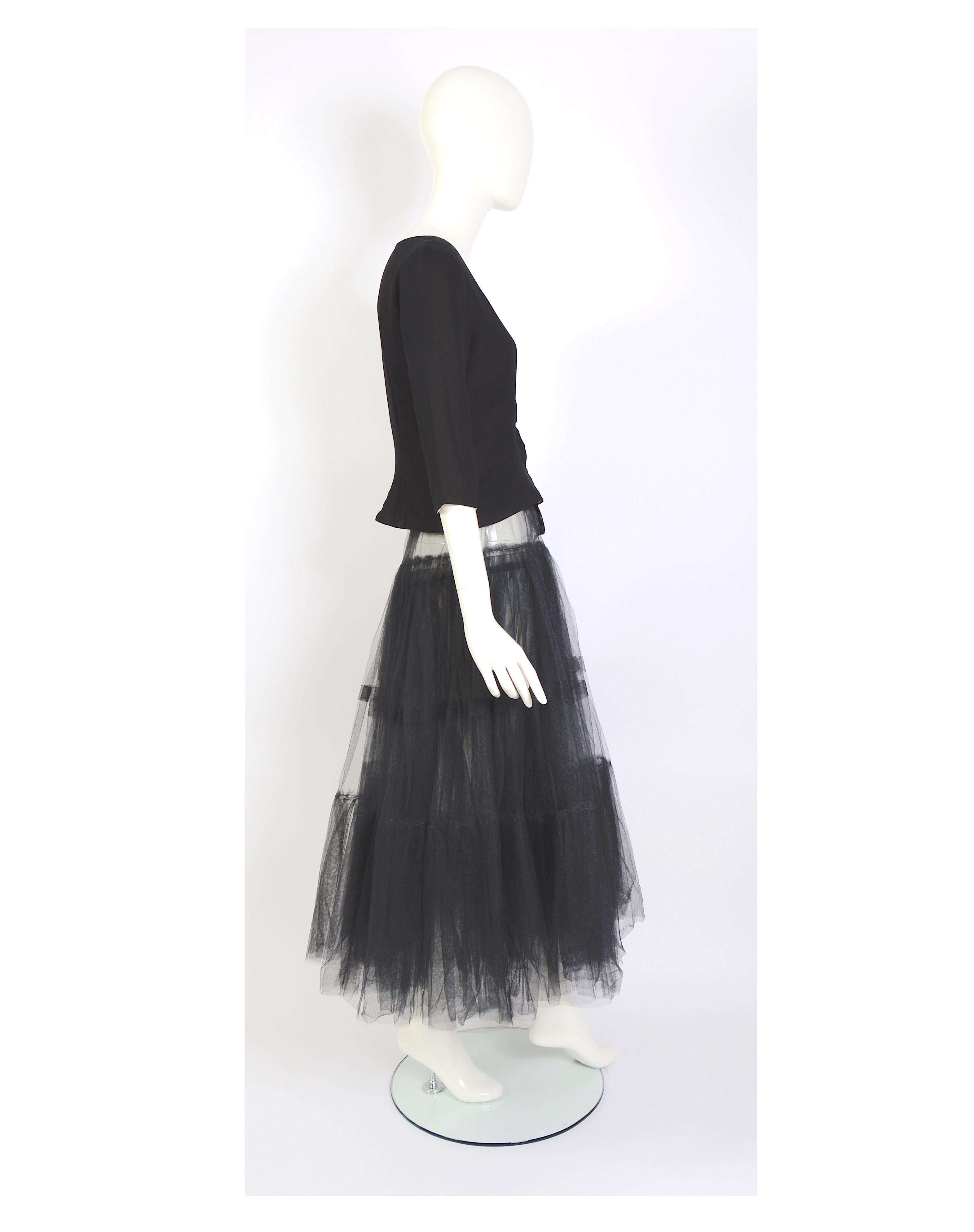 Black Balenciaga vintage numbered haute couture black silk three-quarter sleeve jacket For Sale