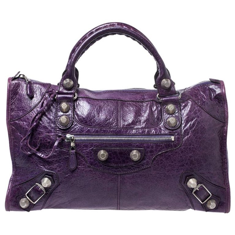 Balenciaga Violet Leather Giant 21 Work Tote at 1stDibs