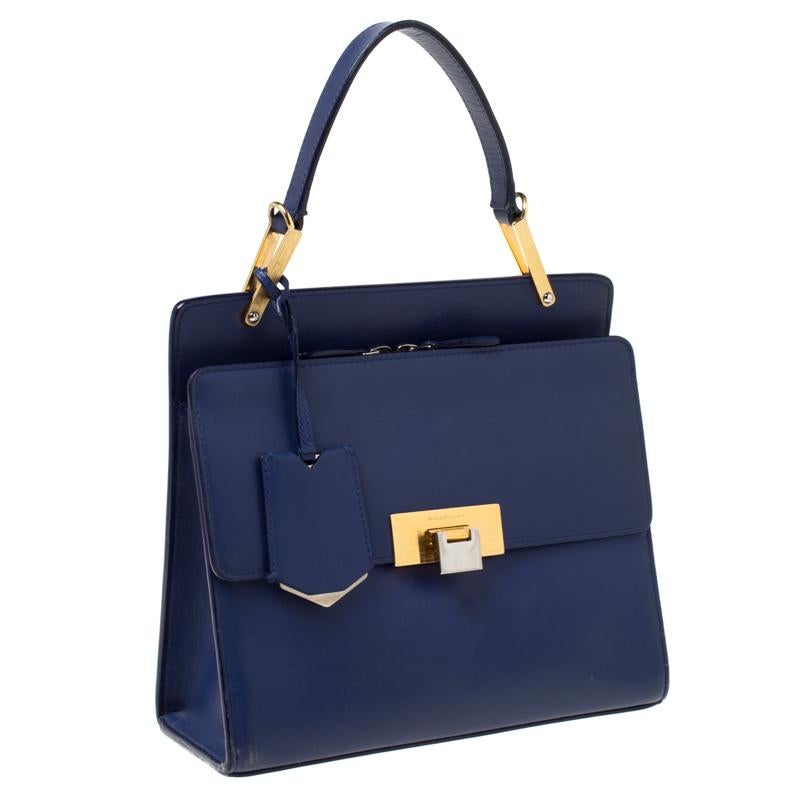 Balenciaga Violet Leather Le Dix Cartable Top Handle Bag In Fair Condition In Dubai, Al Qouz 2