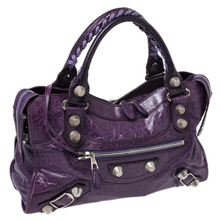 Balenciaga Violet Leather SH City Bag For Sale at 1stDibs | balenciaga  violet bag