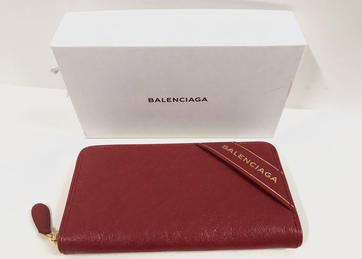 Brown Balenciaga Wallet in Red Leather 2017 For Sale