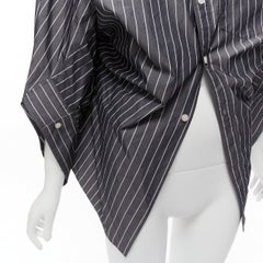 BALENCIAGA Wardrobe Demna 2021 grey pinstripe logo deconstructed shirt FR34 XS