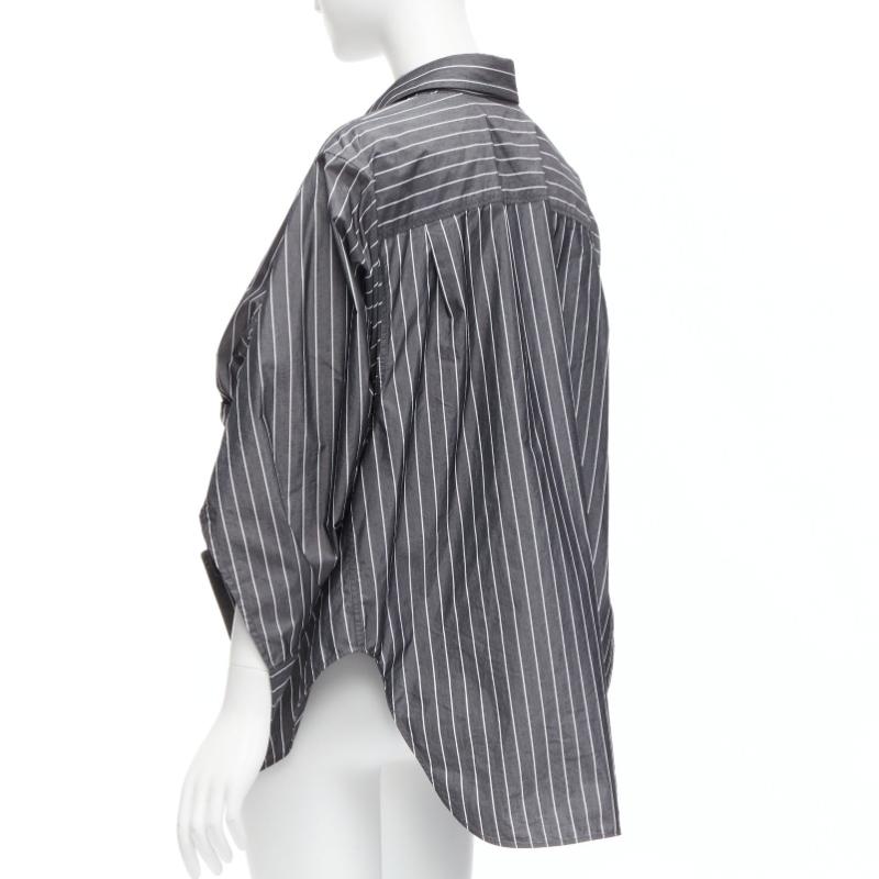 Women's BALENCIAGA Wardrobe Demna 2021 pinstripe embroidered logo shirt FR34 XS For Sale