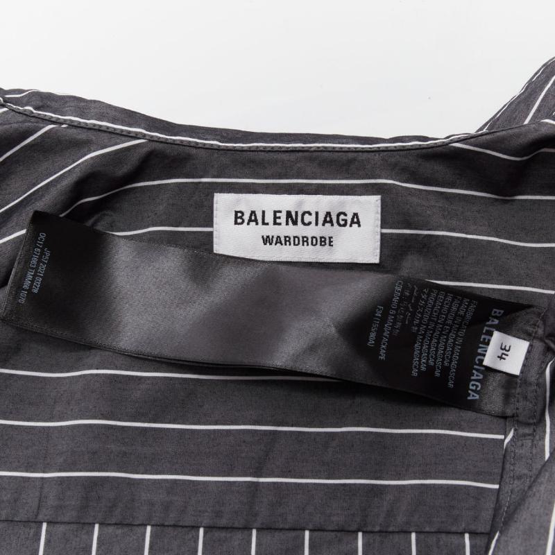 BALENCIAGA Wardrobe Demna 2021 pinstripe embroidered logo shirt FR34 XS For Sale 2