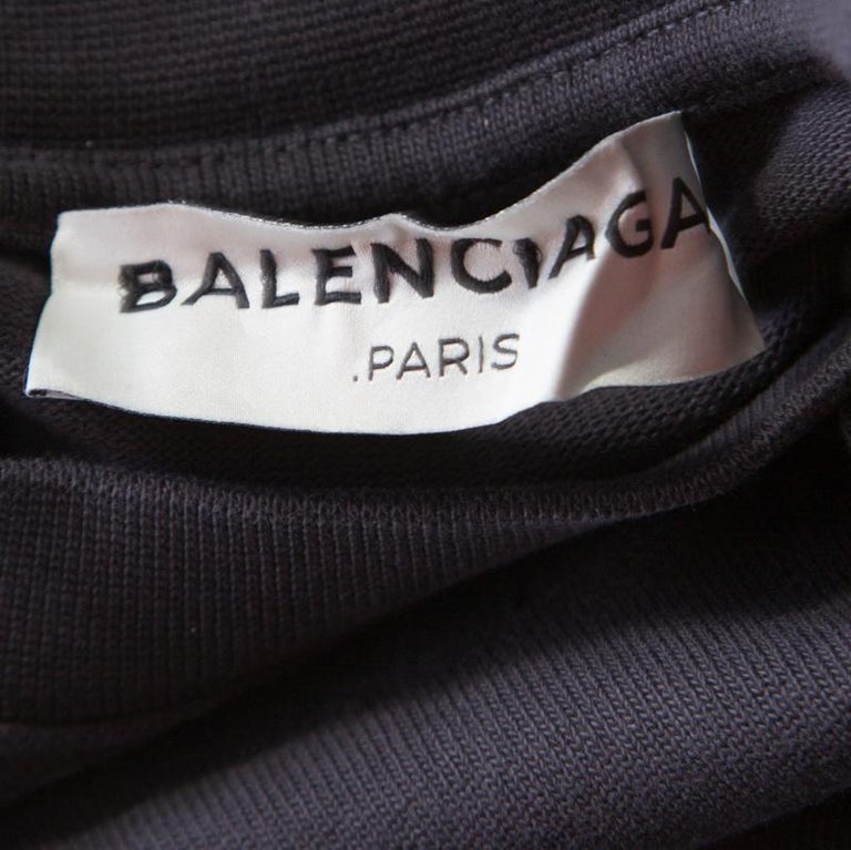 Balenciaga Washed Black Jersey Cutout Knotted Front Detail T-Shirt S ...