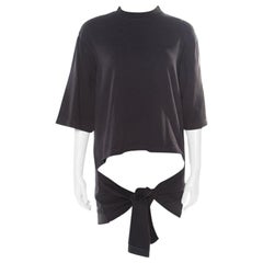 Balenciaga - Maglietta in jersey nero lavato con ritaglio e dettaglio frontale annodato T S