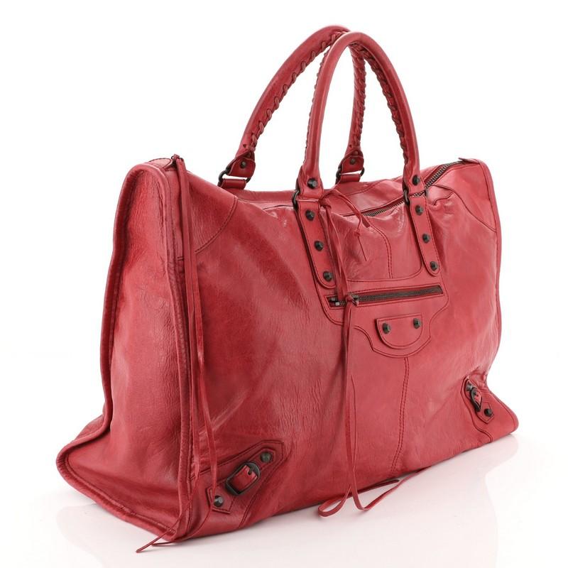 Pink Balenciaga Weekender Classic Studs Bag Leather