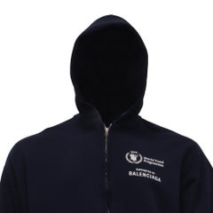 Balenciaga WFP Regular Zip-Up Hoodie in Navy Cotton