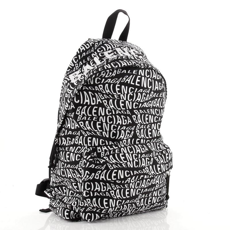 Black Balenciaga Wheel Backpack Printed Nylon Medium