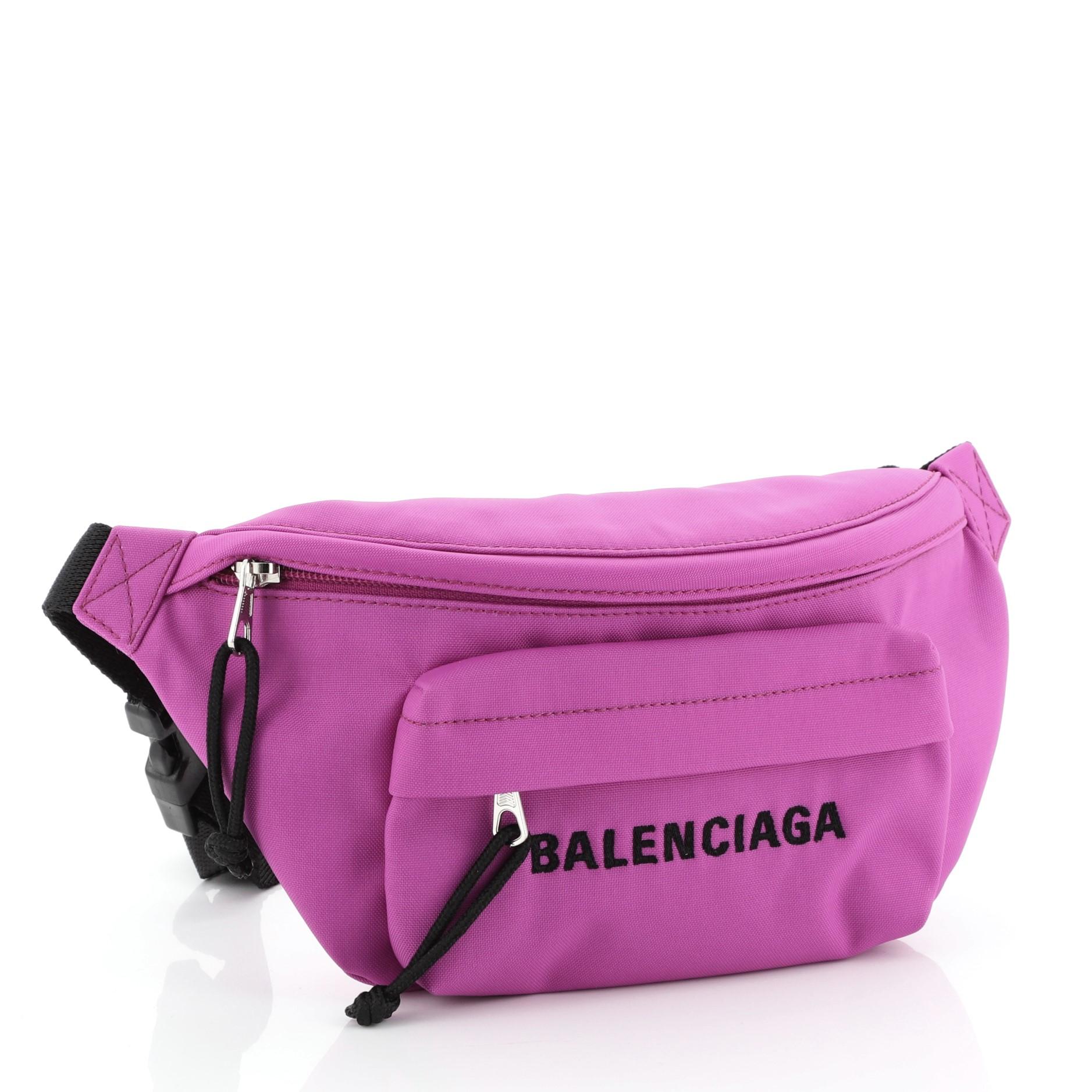 Purple Balenciaga Wheel Belt Bag Nylon