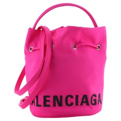 Balenciaga Wheel Drawstring Bucket Bag Nylon XS
