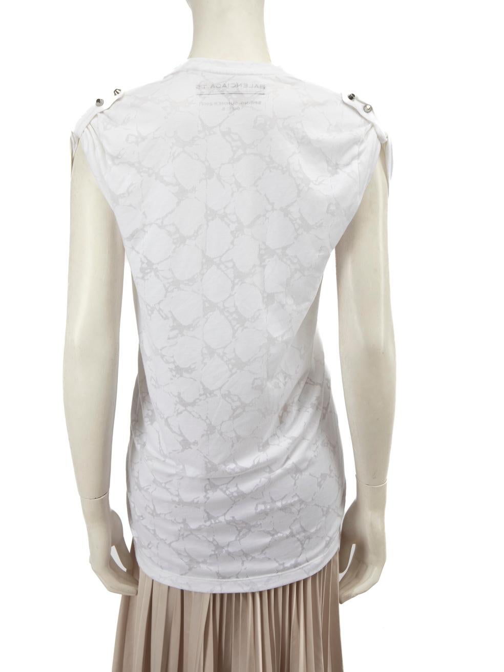Gray Balenciaga White Abstract Print Top Size S For Sale