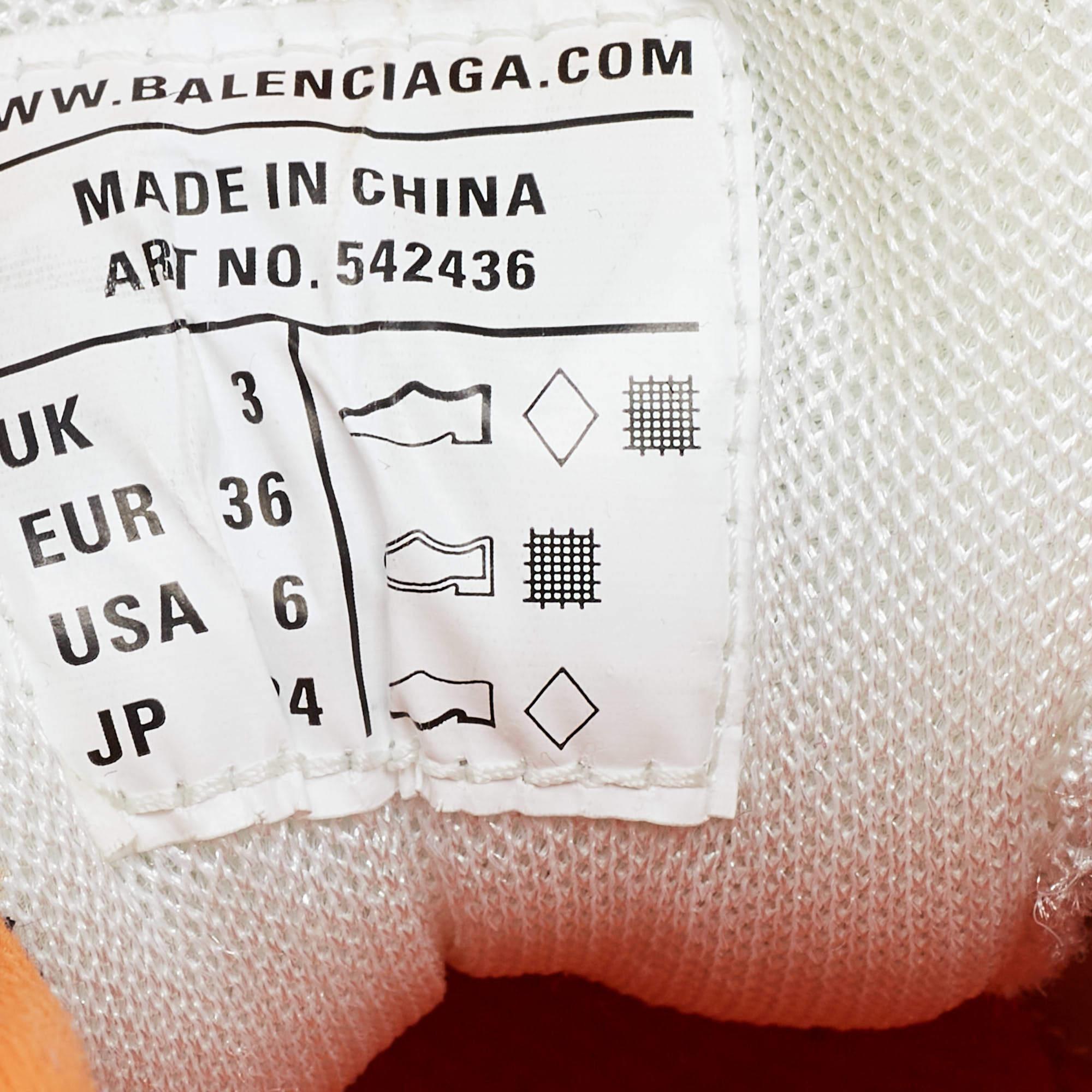 Balenciaga White/Black Leather and Mesh Track Sneakers Size 36 en vente 4