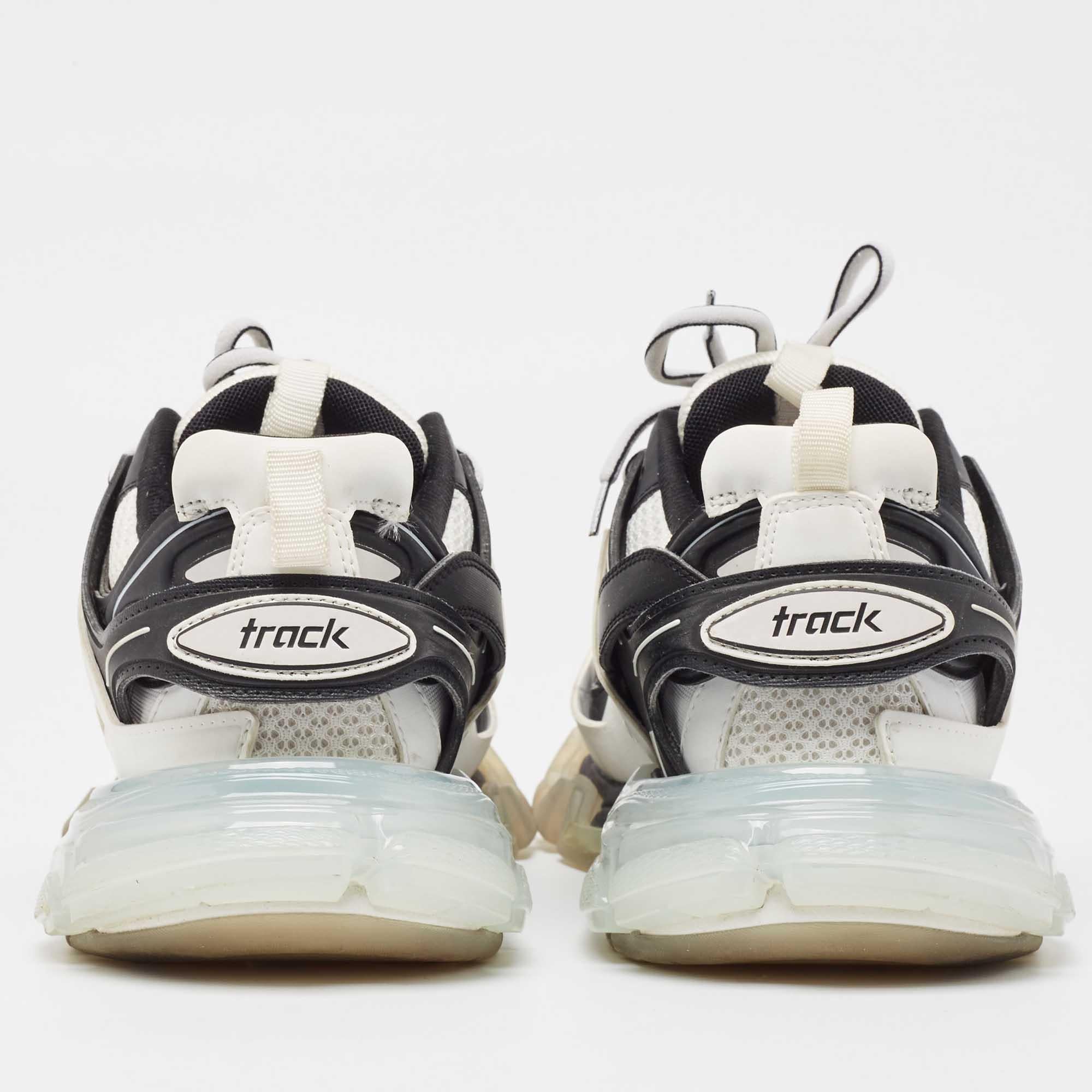 Men's Balenciaga White/Black Leather And Mesh Track Sneakers Size 40