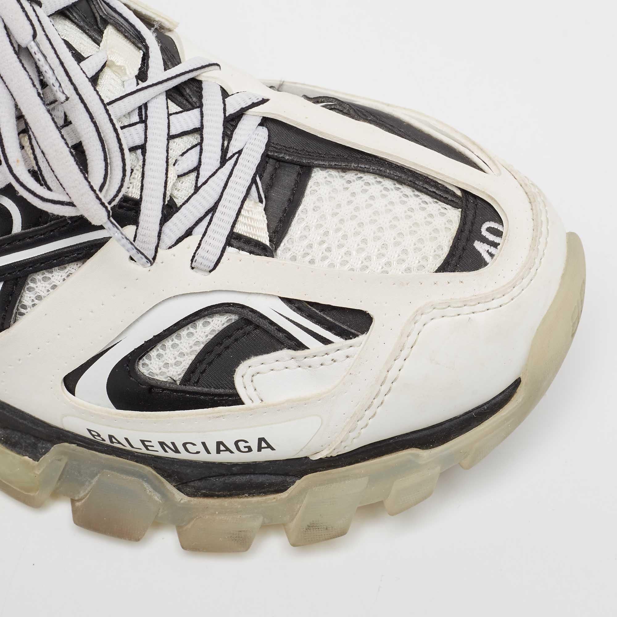 Balenciaga White/Black Leather And Mesh Track Sneakers Size 40 2