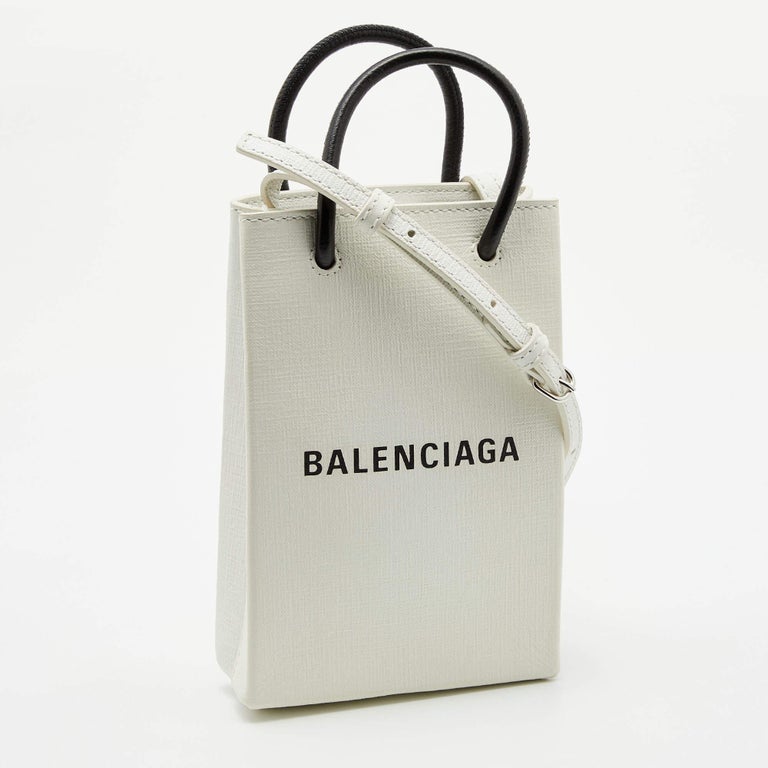 Balenciaga White/Black Leather North South Crossbody Bag For Sale at 1stDibs