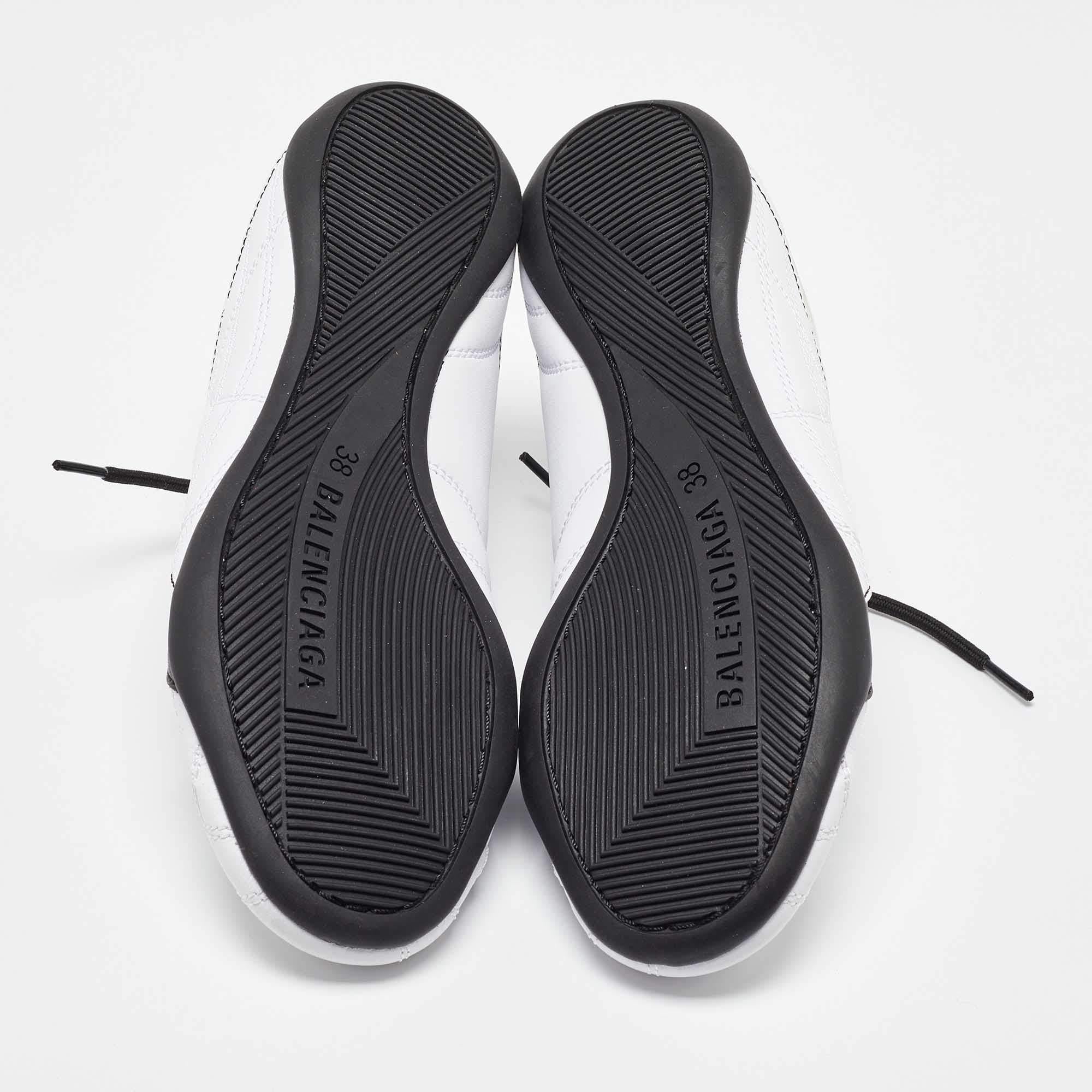 Balenciaga White/Black Leather Zen Low Top Sneakers Size 38 1