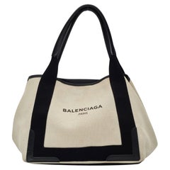Balenciaga Weißes Canvas Logo Tote Bag Small