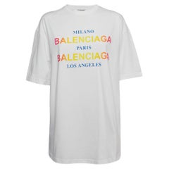 Balenciaga White Cities Logo Print T-Shirt XS
