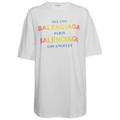 Balenciaga White Cities Logo Print T-Shirt XS